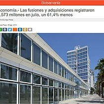 Las fusiones y adquisiciones registraron 4.573 millones en julio, un 61,4% menos